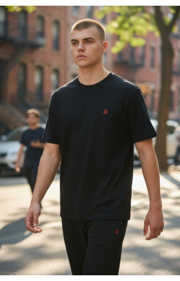 Goodwear Cotton Lycra fabric Black Half Sleeve T-Shirt For Men 