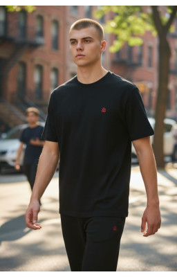 Goodwear Cotton Lycra fabric Black Half Sleeve T-Shirt For Men 