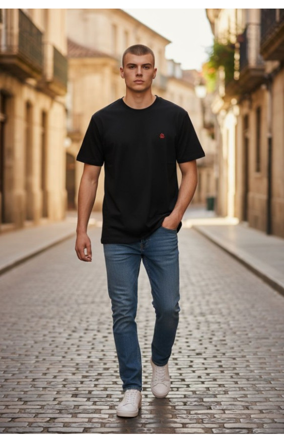 Goodwear Cotton Lycra fabric Black Half Sleeve T-Shirt For Men 