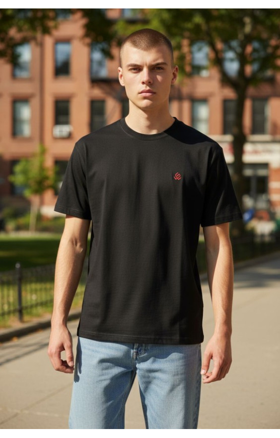 Goodwear Cotton Lycra fabric Black Half Sleeve T-Shirt For Men 