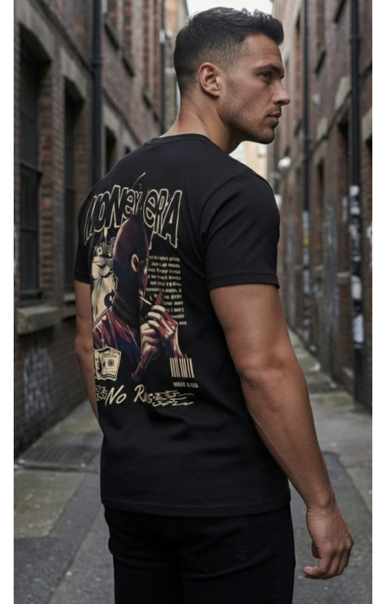 Men's Premium Black T-Shirt – Money Era Graphic Print – High-Quality for man