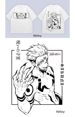 Goodwear Cotton Lycra fabric White Half Sleeve Anime Sukuna Roumen T-Shirt For Men 