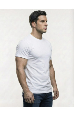Goodwear Cotton Lycra fabric White Half Sleeve T-Shirt For Men 