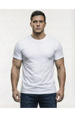 Goodwear Cotton Lycra fabric White Half Sleeve T-Shirt For Men 