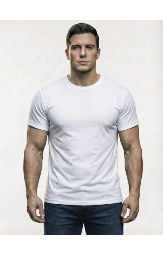 Goodwear Cotton Lycra fabric White Half Sleeve T-Shirt For Men 