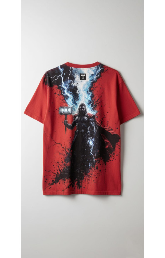 Marvel Thor: God of Thunder Men's Red T-Shirt – Premium Quality Thunder Print Tee