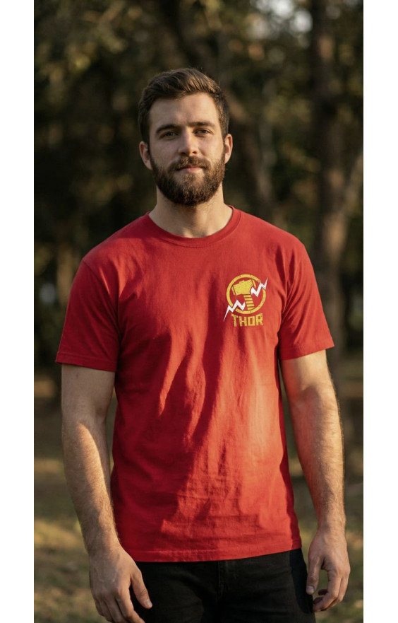 Marvel Thor: God of Thunder Men's Red T-Shirt – Premium Quality Thunder Print Tee