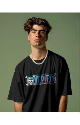 Good-Wear Black T-Shirt with One Piece Print – Premium Quality Anime Wear